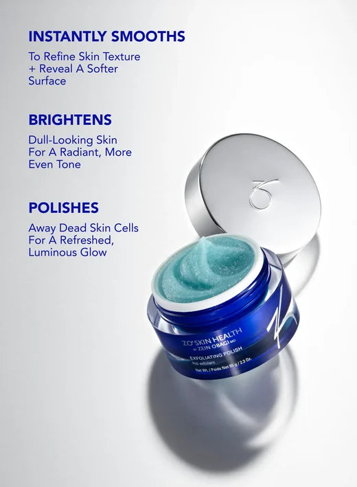 Cosmetic jar with blue cream and text on a white background